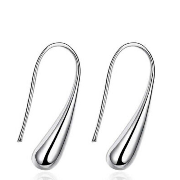 Simple Drop Earrings 925 Silver Earring A Pair/set - Picture 2 of 8